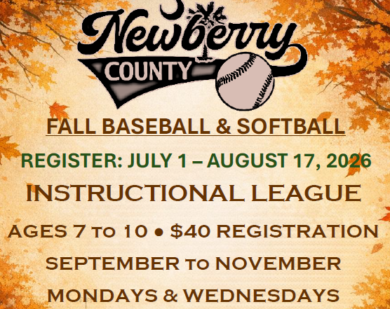 Fall 2026 Baseball and Softball Registration flyer.