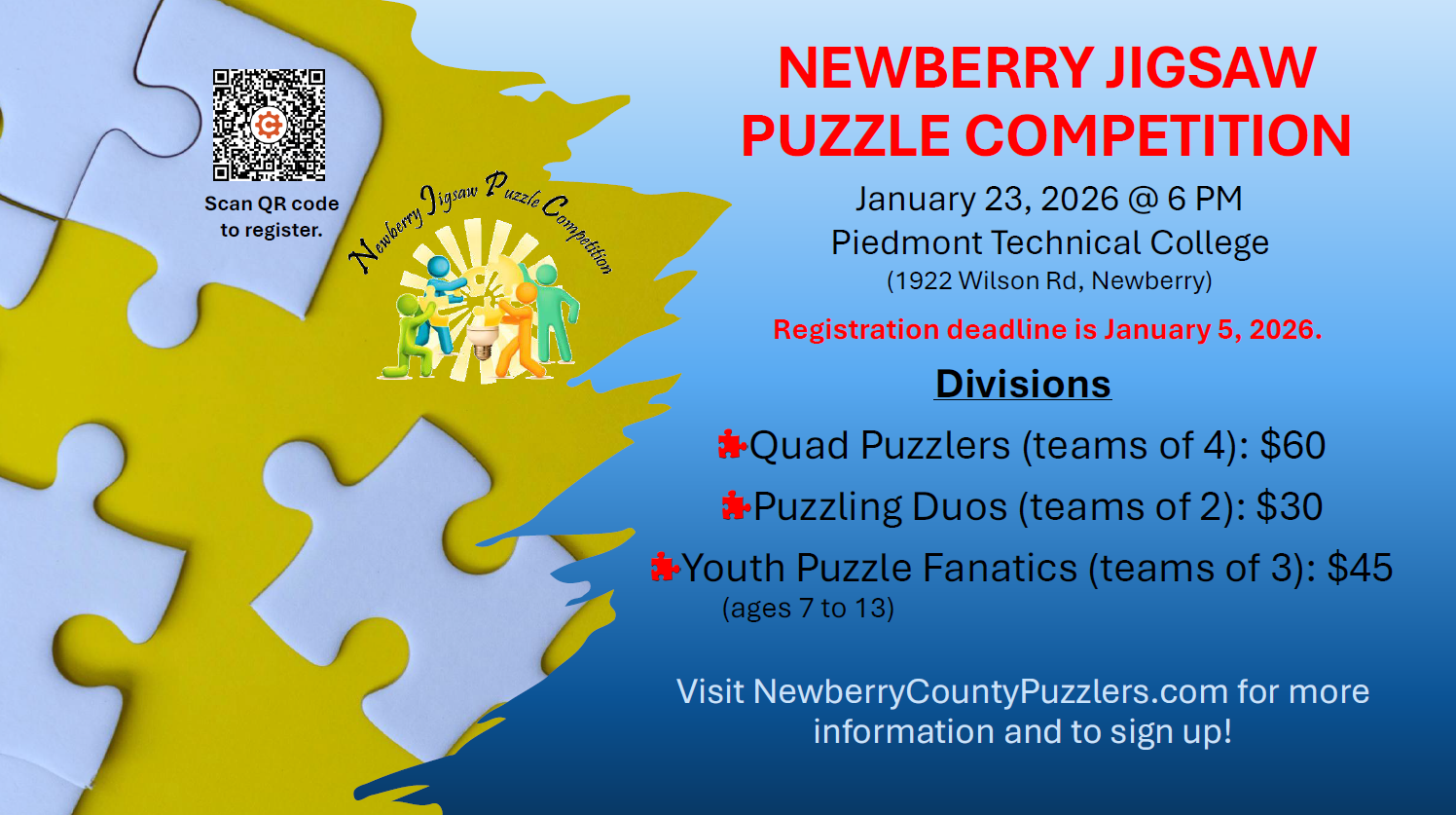 2026 Newberry Jigsaw Puzzle Competition Flyer.